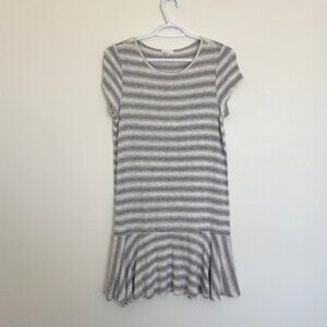 Soft Joie Gray Striped Short Sleeve Dress Size S